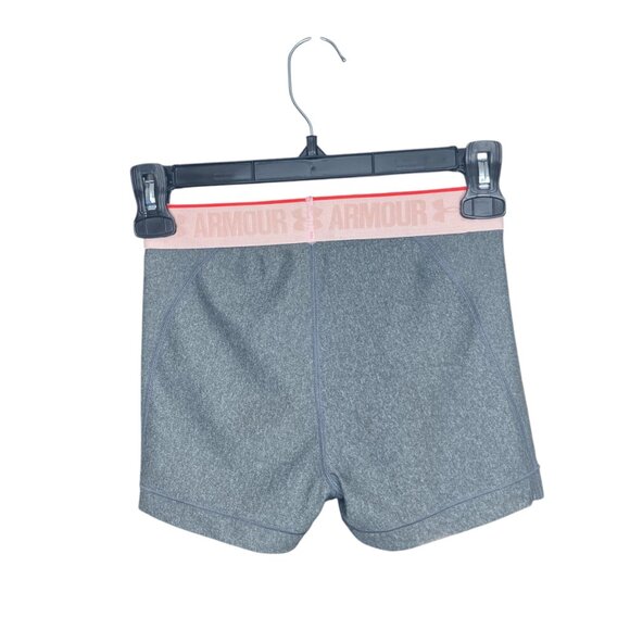 Under Armour Small S HeatGear Gray Peach Shine Compression Shorty Shorts 3" Ins - Picture 2 of 3